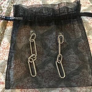 Express Silver Rhinestone Link Earrings